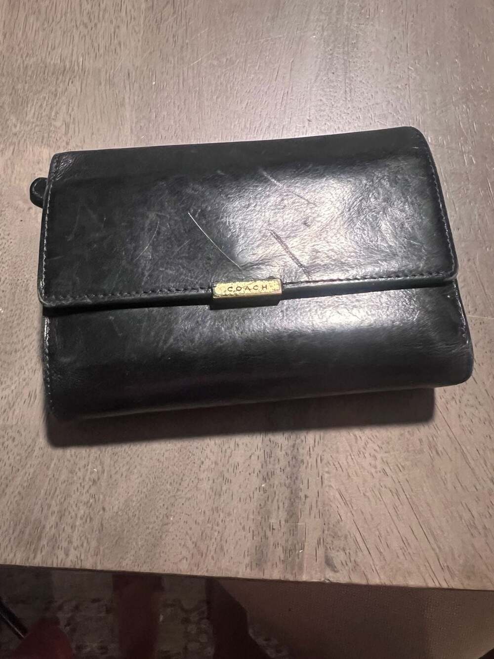 Coach Vintage Lexington Black Leather Trifold Wallet